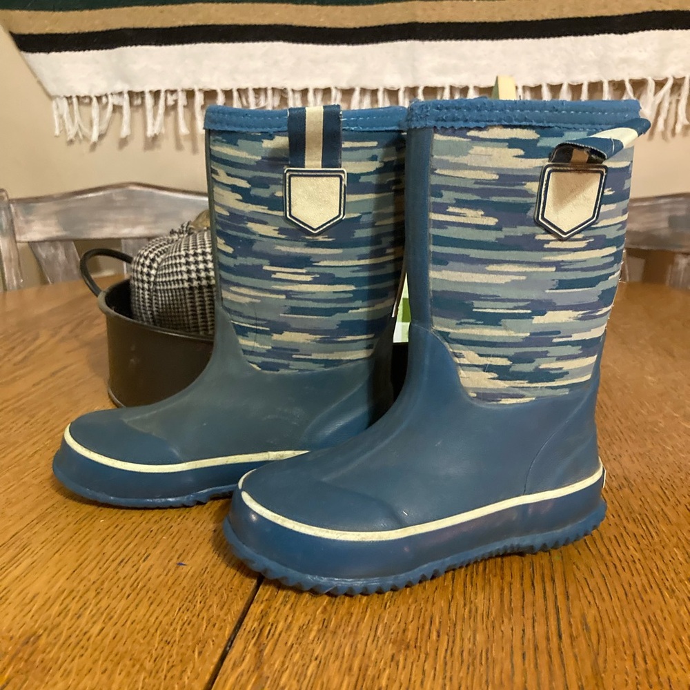 Lands' End Blue Patterned Kids Rain and Snow Boots